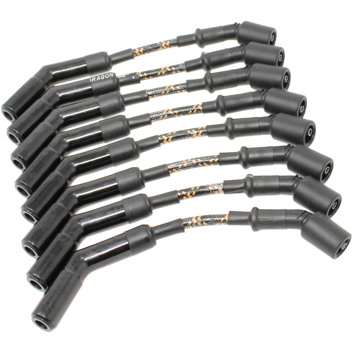 PWJ258BC-BLKBR Plug wires, Direct Fit, Ceramic, BLACK BRAID/YELLOW TRACER