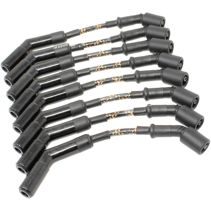 PWJ258BC-BLKBR Plug wires, Direct Fit, Ceramic, BLACK BRAID/YELLOW TRACER