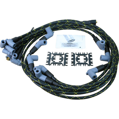 PWJ133-BLKBR Plug wires, Direct Fit, Silicone, BLACK BRAID/YELLOW TRACER