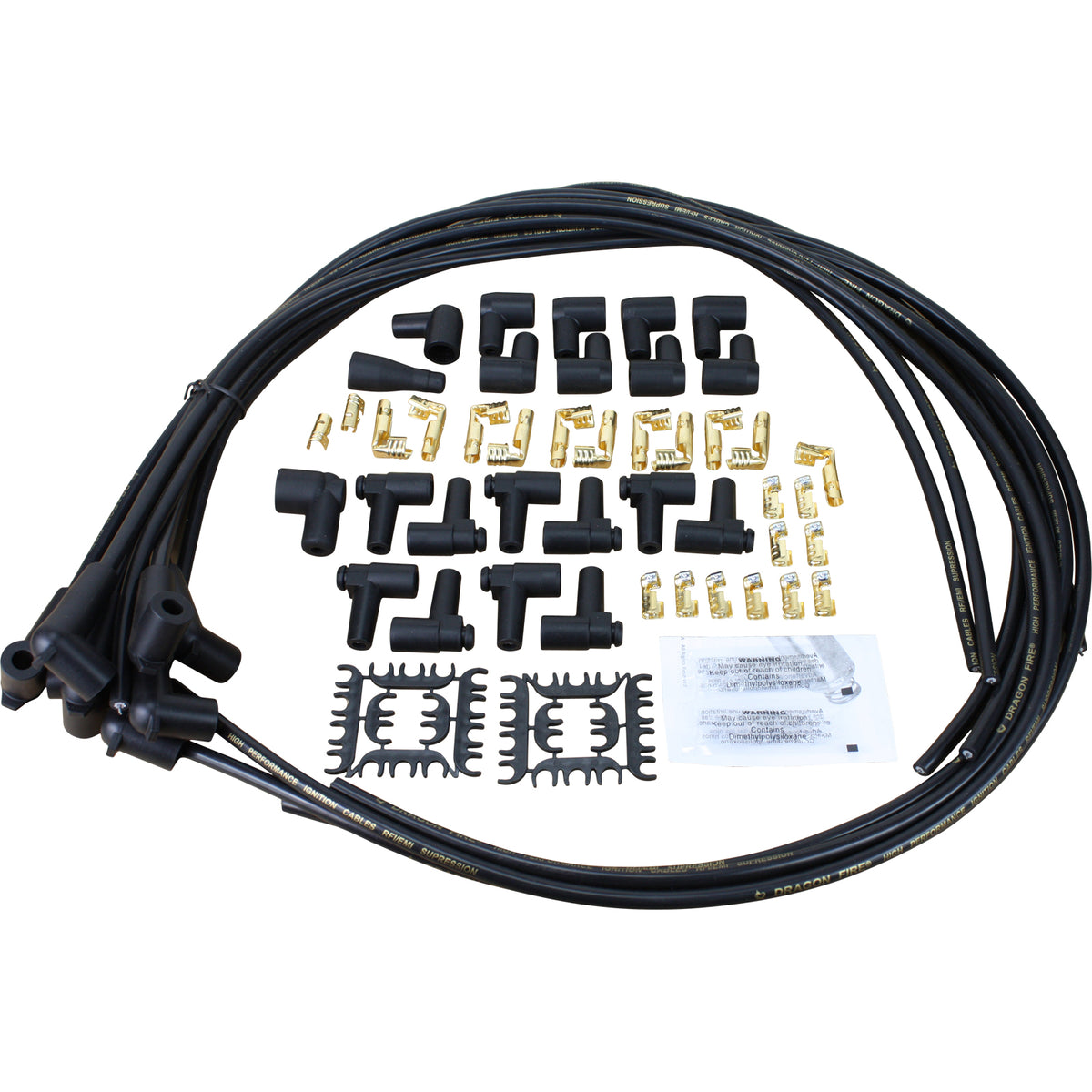 SPW2001-BK Plug wires, Universal Cut-to-Fit, Silicone, BLACK