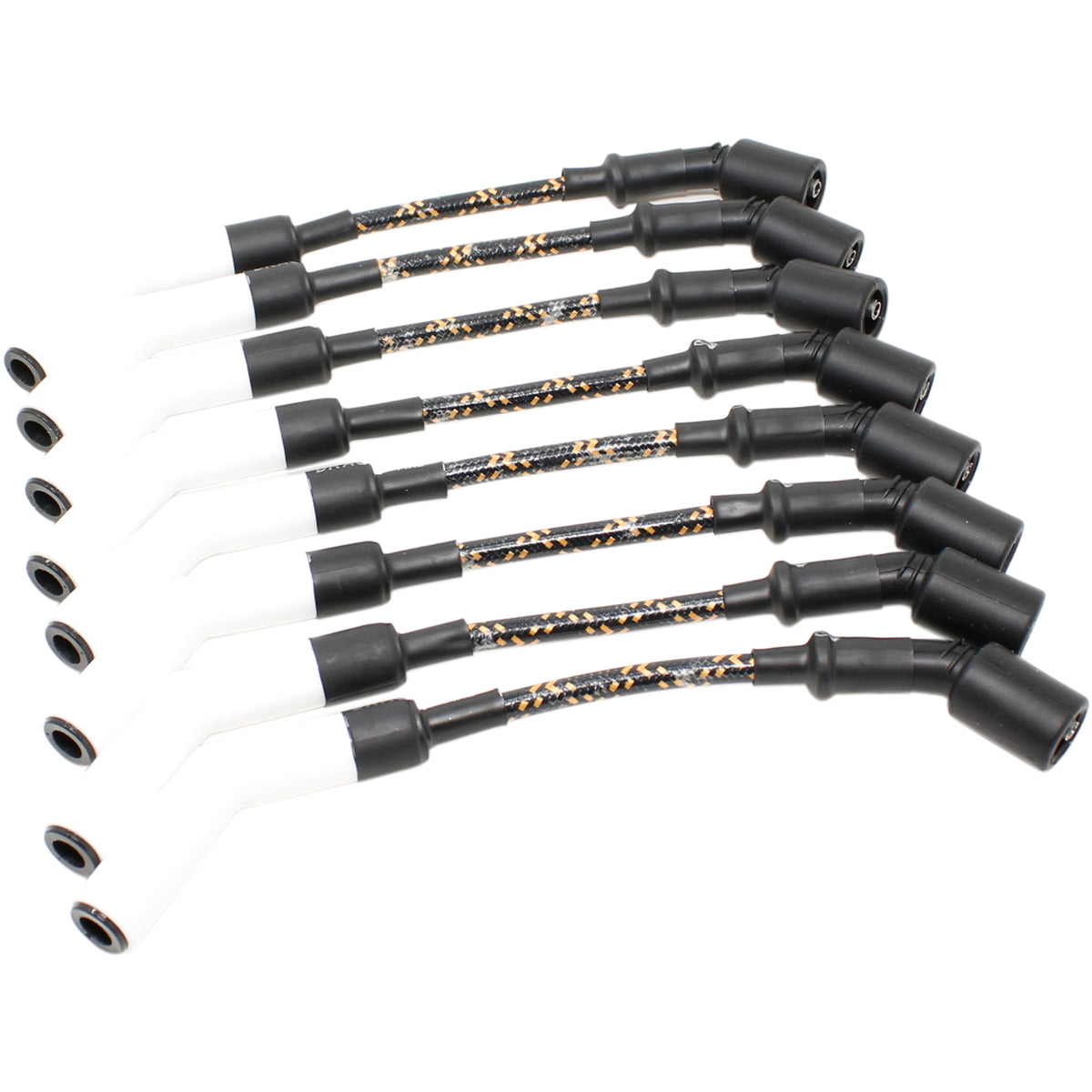 PWJ256WC-BLKBR Plug wires, Direct Fit, Ceramic, BLACK BRAID/YELLOW TRACER