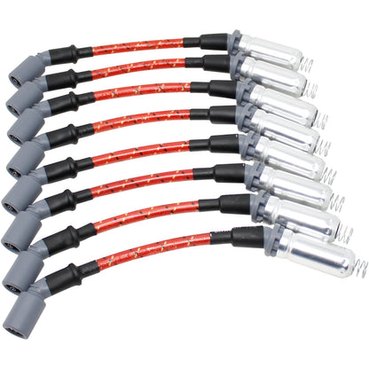 PWJ256-RBR Plug wires, Direct Fit, Silicone, RED BRAID/YELLOW TRACER