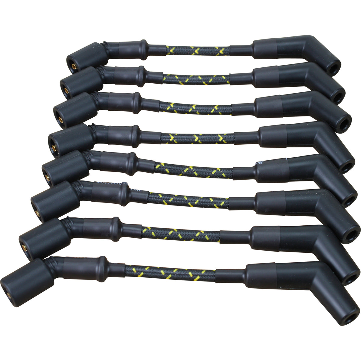 PWJ258-BLKBR Plug wires, Direct Fit, Silicone, BLACK BRAID/YELLOW TRACER