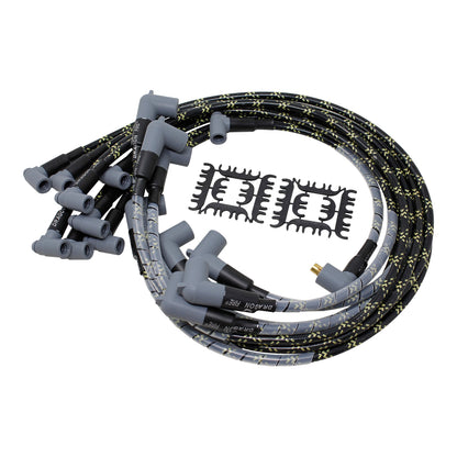 PW350-BLKBR Plug wires, Direct Fit, Silicone, BLACK BRAID/YELLOW TRACER