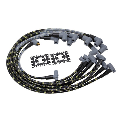 PW350-BLKBR Plug wires, Direct Fit, Silicone, BLACK BRAID/YELLOW TRACER