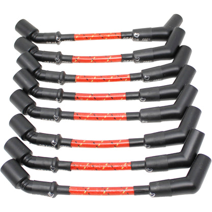 PWLS-RBR Plug wires, Direct Fit, Silicone, RED BRAID/YELLOW TRACER