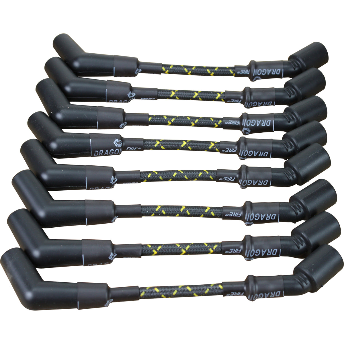 PWJ258-BLKBR Plug wires, Direct Fit, Silicone, BLACK BRAID/YELLOW TRACER