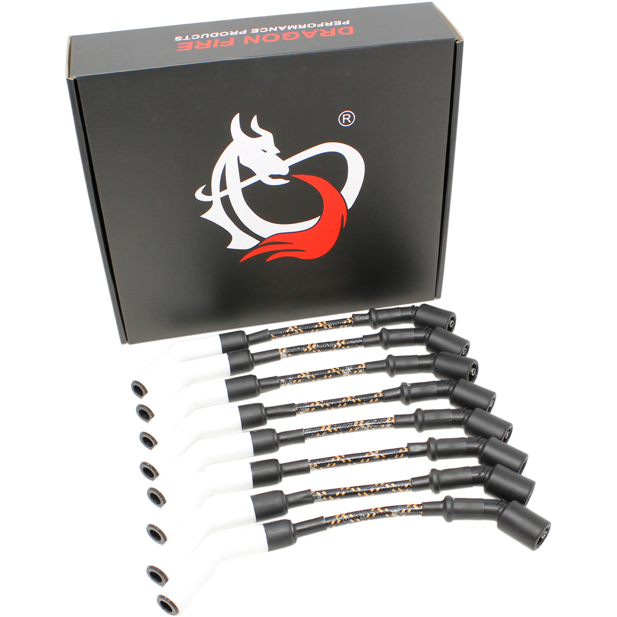 PWJ256WC-BLKBR Plug wires, Direct Fit, Ceramic, BLACK BRAID/YELLOW TRACER