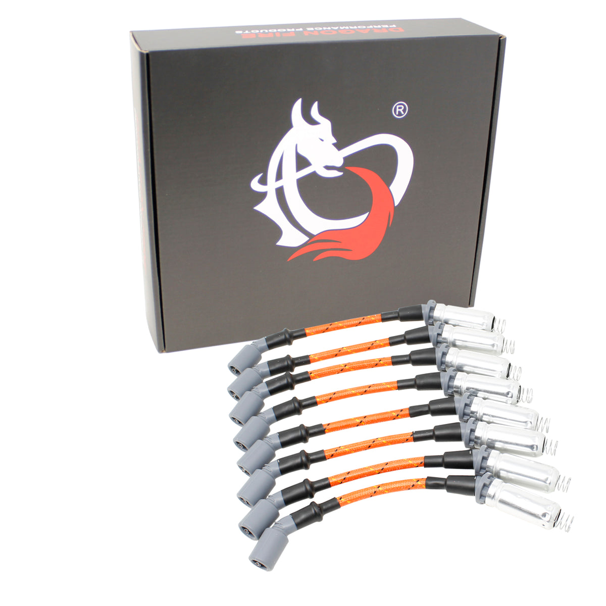 PWJ256-OBR Plug wires, Direct Fit, Silicone, ORANGE BRAID/BLACK TRACER