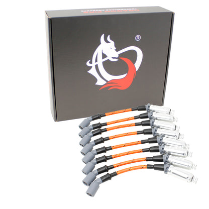 PWJ256-OBR Plug wires, Direct Fit, Silicone, ORANGE BRAID/BLACK TRACER