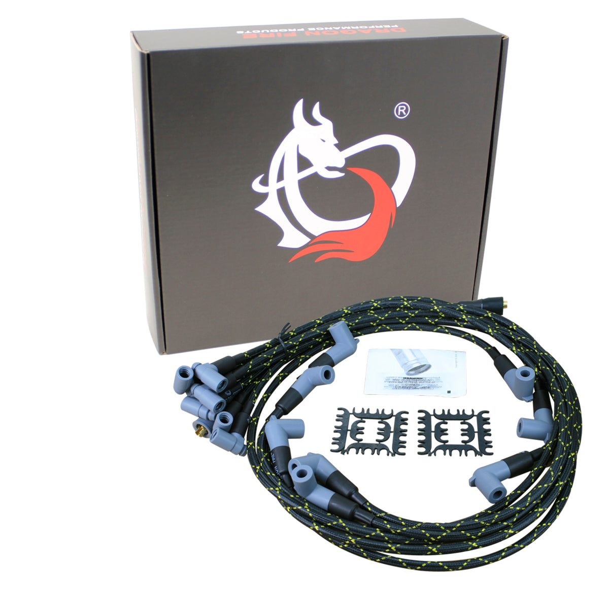 PWJ133-BLKBR Plug wires, Direct Fit, Silicone, BLACK BRAID/YELLOW TRACER