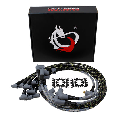 PW350-BLKBR Plug wires, Direct Fit, Silicone, BLACK BRAID/YELLOW TRACER