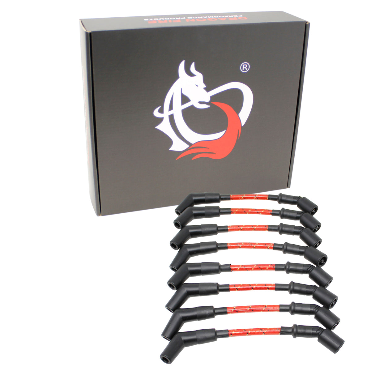 PWLS-RBR Plug wires, Direct Fit, Silicone, RED BRAID/YELLOW TRACER