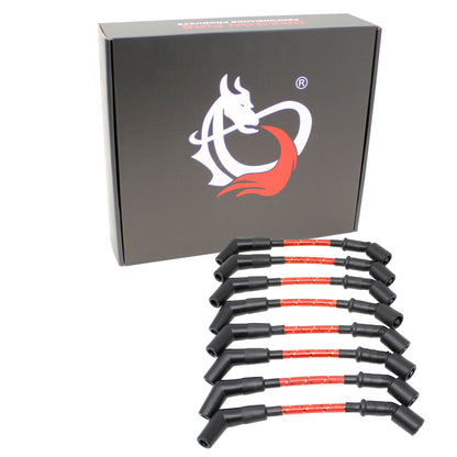 PWLS-RBR Plug wires, Direct Fit, Silicone, RED BRAID/YELLOW TRACER