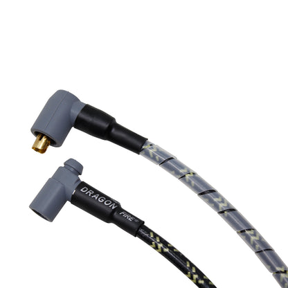 PW350-BLKBR Plug wires, Direct Fit, Silicone, BLACK BRAID/YELLOW TRACER